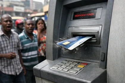 ATM machine ejecting debit card after low balance rejection in Kampala